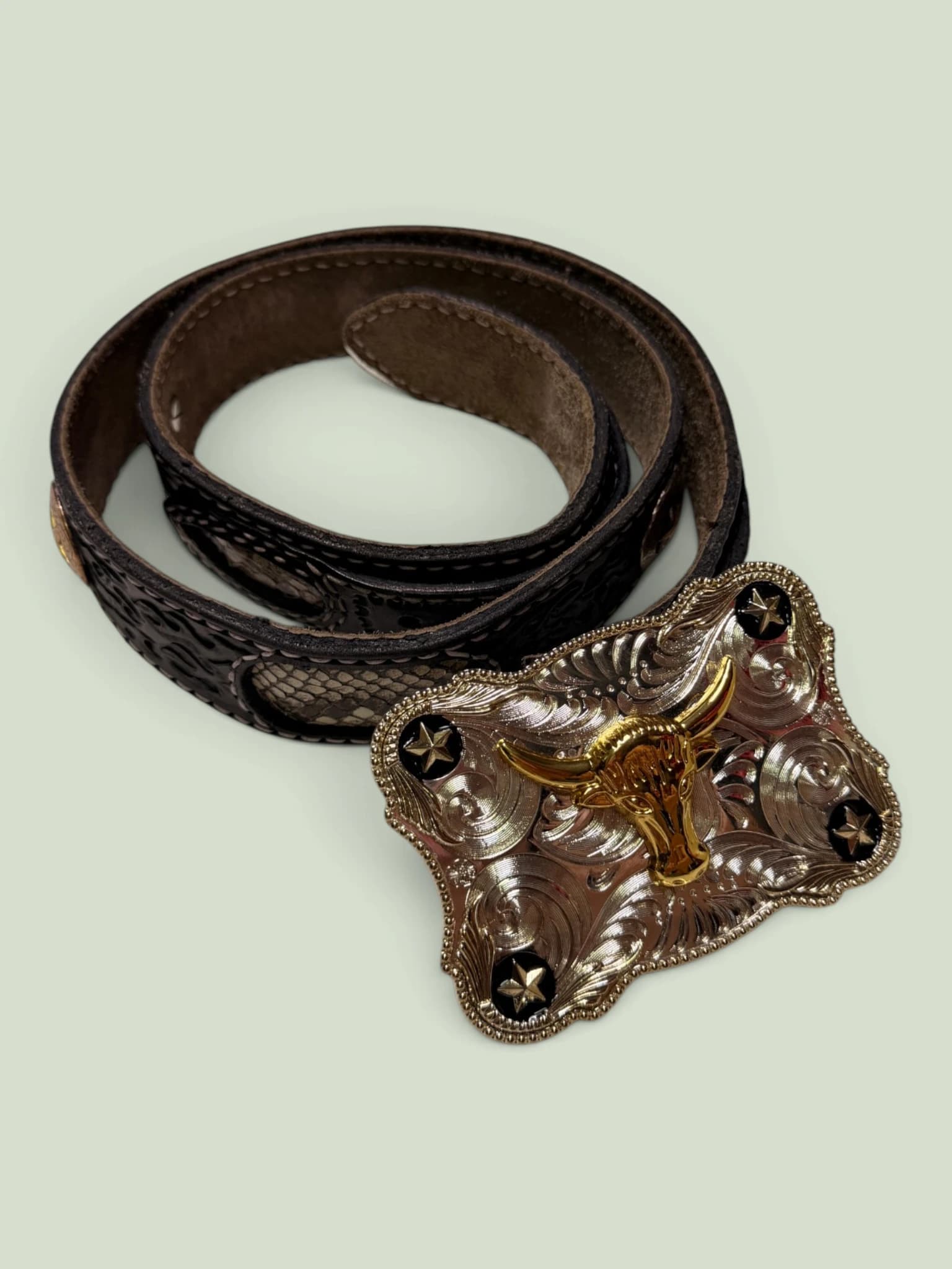 Vintage Wester Belt with Longhorn